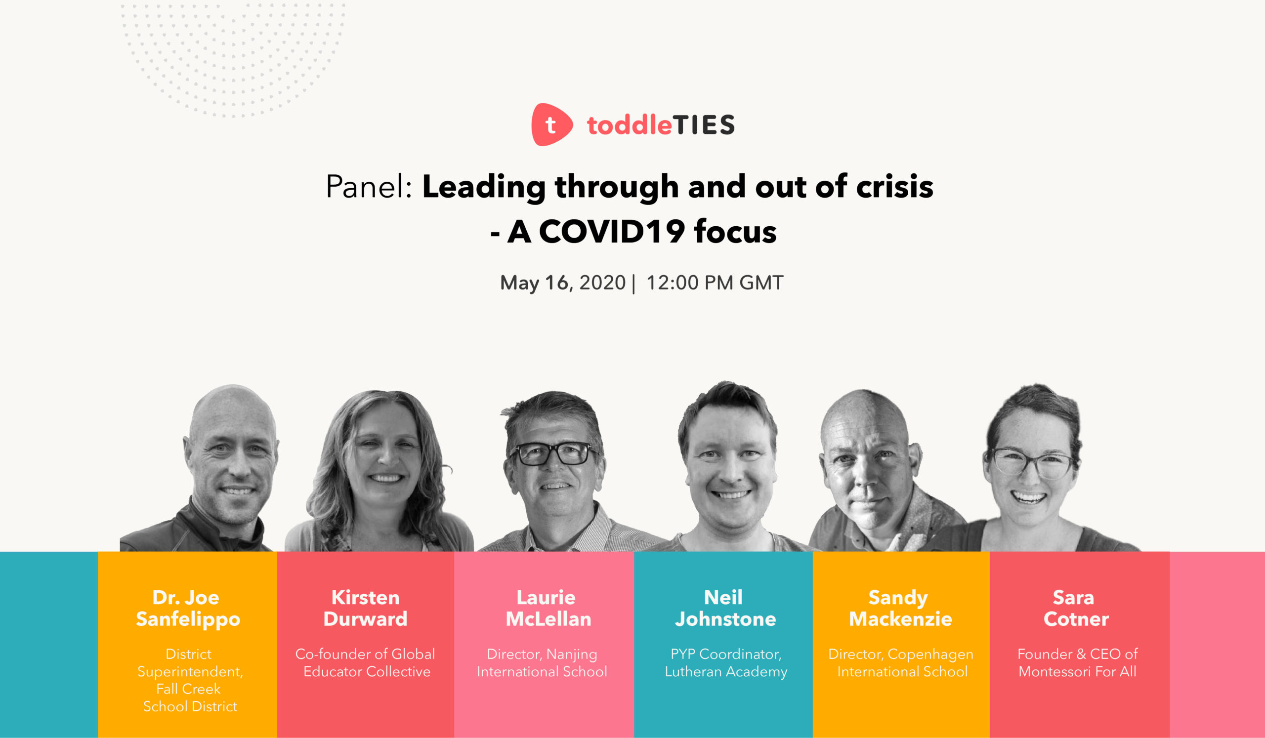 Toddle TIES cover image for panel discussion on Leading through and out of crisis - A COVID 19 focus